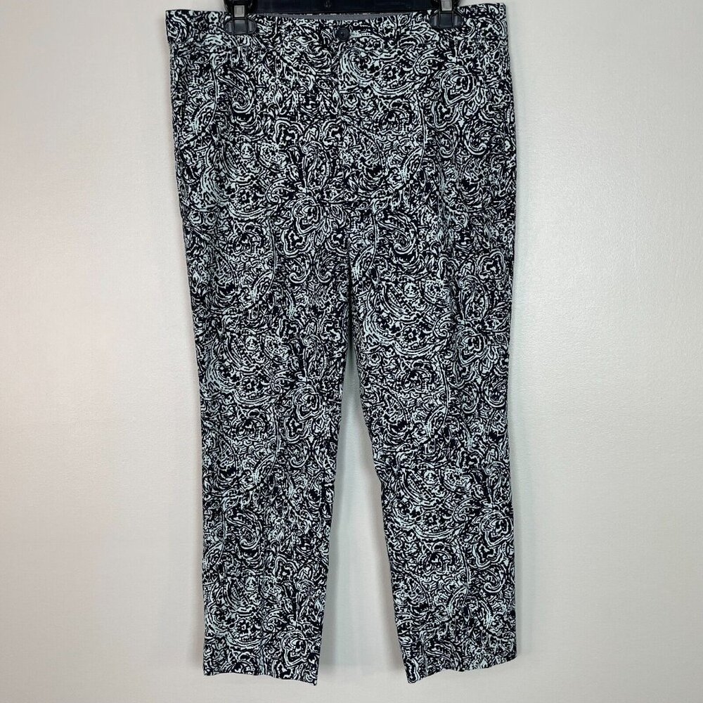 Banana Republic Crop Chino Pants 10 Blue Paisley Hampton Fit Stretch Mid-Rise